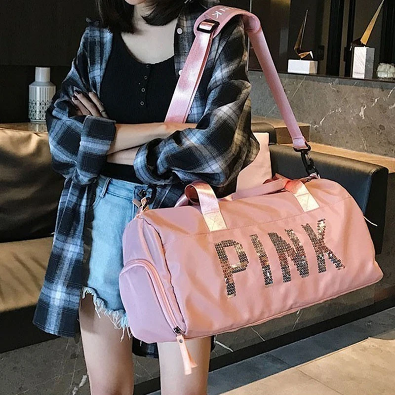 Новые женские дорожные сумки, органайзер, розовая Женская спортивная сумка для фитнеса, нейлоновая Мужская спортивная сумка, водонепроницаемая сумка на плечо, сумки для багажа