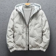 Зимний стиль, Молодежный мужской короткий пуховик с капюшоном, корейский стиль, повседневная мужская куртка, плюс размер, свободный крой, Топ