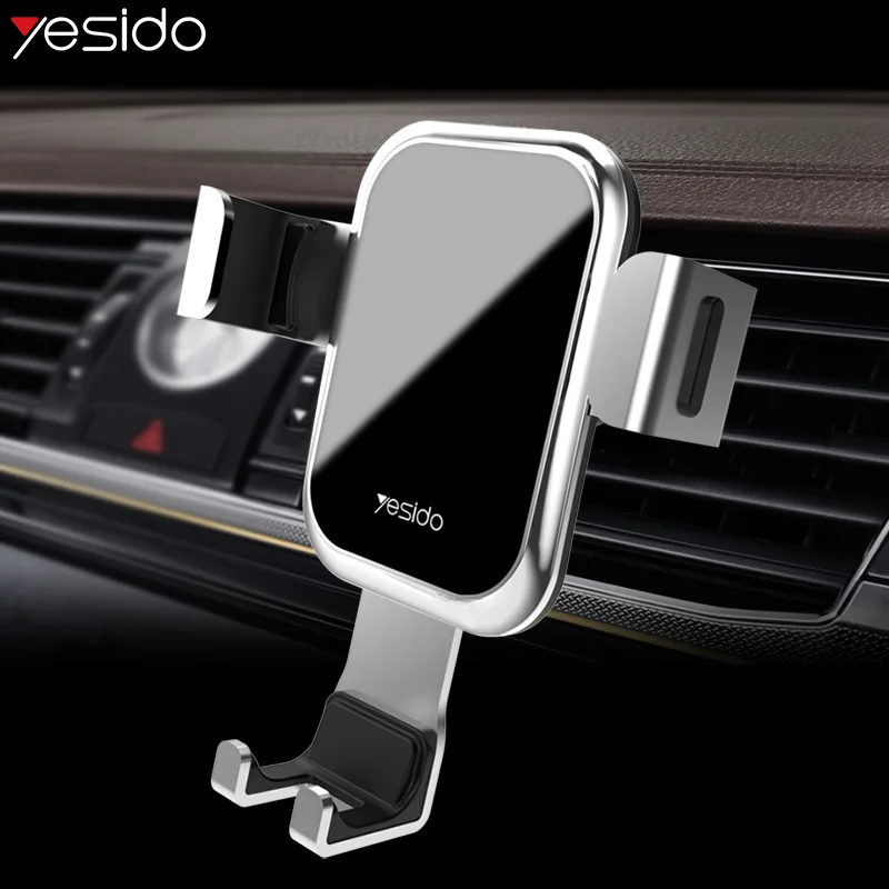 

Yesido C46 Luxury Tempered Glass Gravity Car Phone Holder Air Vent Car Mount Holder For iPhone X XS Samsung S10 Mobile Car Stand