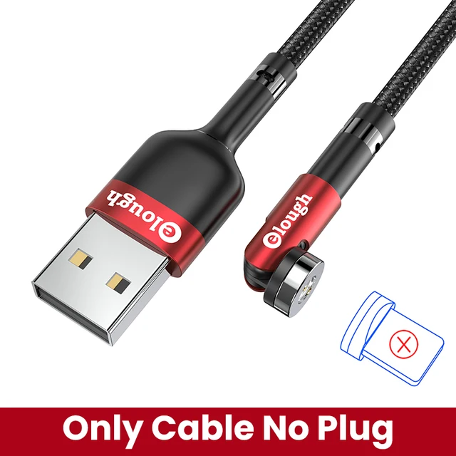 Elough 540 Rotate Magnetic Cable Fast Charging Magnet Charger Micro USB C Type C Cable For iPhone Xiaomi Mobile Phone Wire Cord R No Plug Only Cable