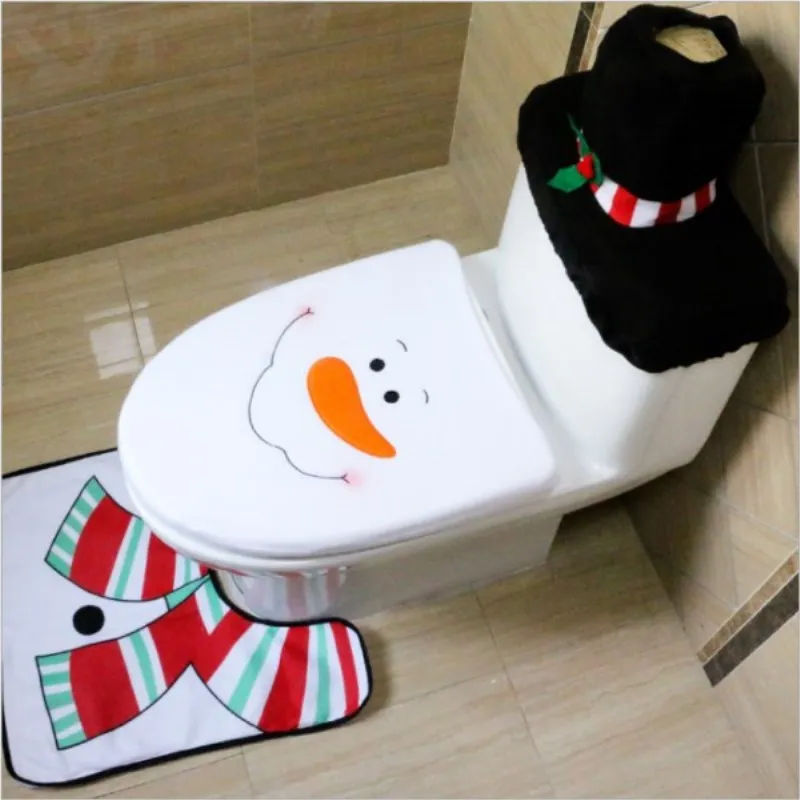Snowman 3 шт./компл. Рождественская Туалетная Подушка сиденья для унитаза комплект Рождественский орнамент Se Санта Клаус ковер Ванная комната комплект Рождественский подарок - Цвет: Snowman