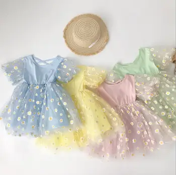 

2020 New Girls Princess Dress Fashion Summer Cotton Voile Girls Dresses 1-6 Years QH412