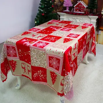 

Adeeing Waterproof Christmas Printing Tablecloth Oil Proof Table Cloth for Dining Party Gathering Xmas Table Decor