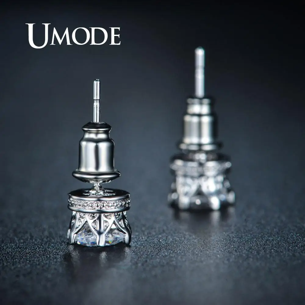 UMODE круглые AAA+ прозрачные CZ маленькие серьги-гвоздики для женщин белые модные золотые ювелирные изделия Femme свадебные подарки для девочек Аксессуары UE0159