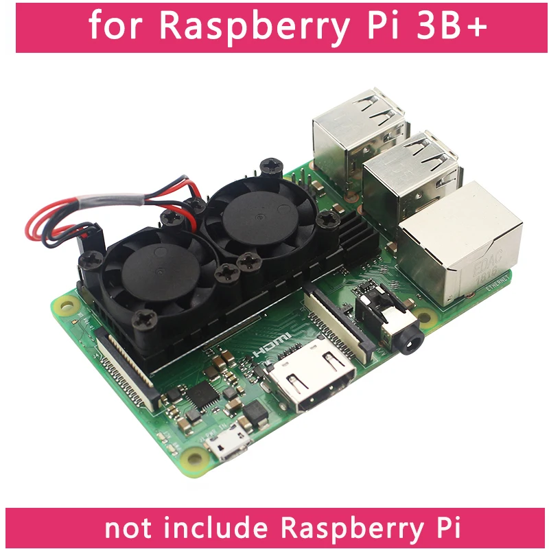 Raspberry Pi 4 B с двумя вентиляторами процессор печатная плата модуль охлаждения