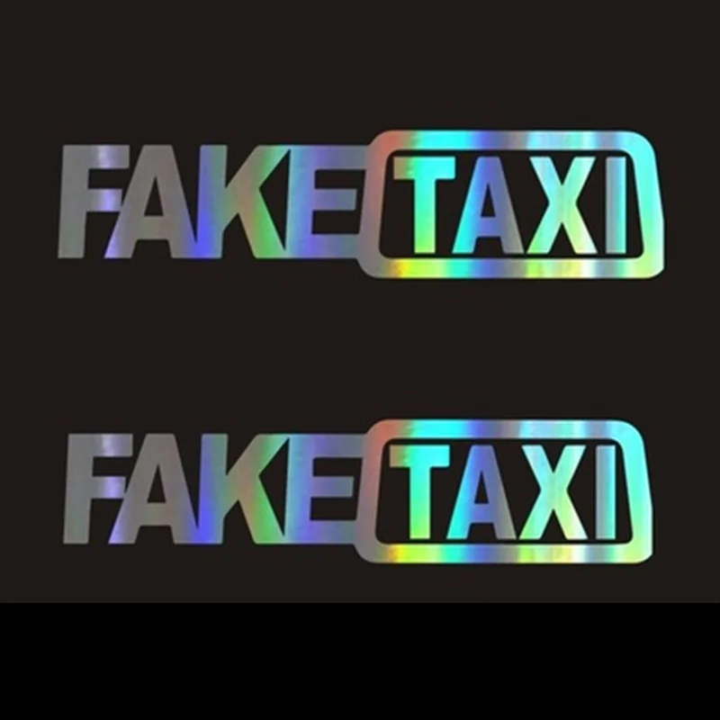 Забавные поддельные такси Авто стикеры FakeTaxi наклейка эмблема самоклеющиеся виниловые универсальные для BMW Ford Toyota VW Honda Kia Opel Kia - Название цвета: 2Pcs Reflective