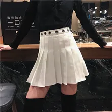 Харадзюку, женские модные юбки, черные, белые, женские, s, трапециевидная юбка размера плюс, 3-4XL, плиссированная юбка, женская, высокая талия, мини, короткая юбка