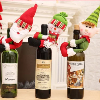 

Wine Bottle Cover Bag Hug Santa Claus Snowman Elf Doll Wine Bottle Decorations for Dinner Table Christmas Party Hogard