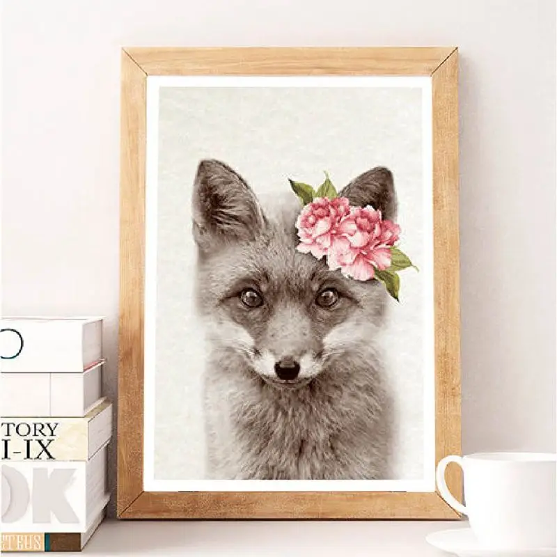 Woodland-Animals-Canvas-Poster-Nursery-Wall-Art-Print-Watercolor-Flower-Cute-Hedgehog-Bear-Fox-Owl-Painting (4)