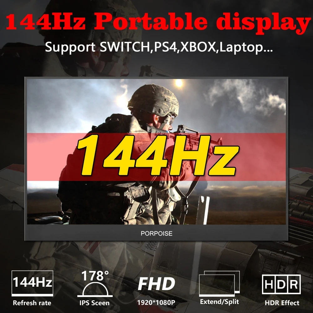 Многофункциональный удобный 2 5 дюймовый 17 3 Гц IPS 144 ° HDMI портативный дисплей