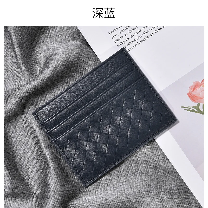 Dark Blue Кожаная мужская ультратонкая брендовая визитная карточка с несколькими отделениями для карт, простая модная женская сумка для карт - Color: Dark Blue