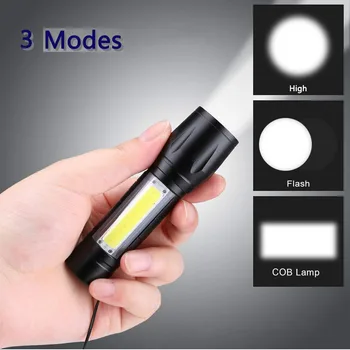 Portable Rechargeable Zoom LED Flashlight XP-G Q5 Flash Light Torch Lantern 3 Lighting Modes Camping Light Mini Led Flashlight 3