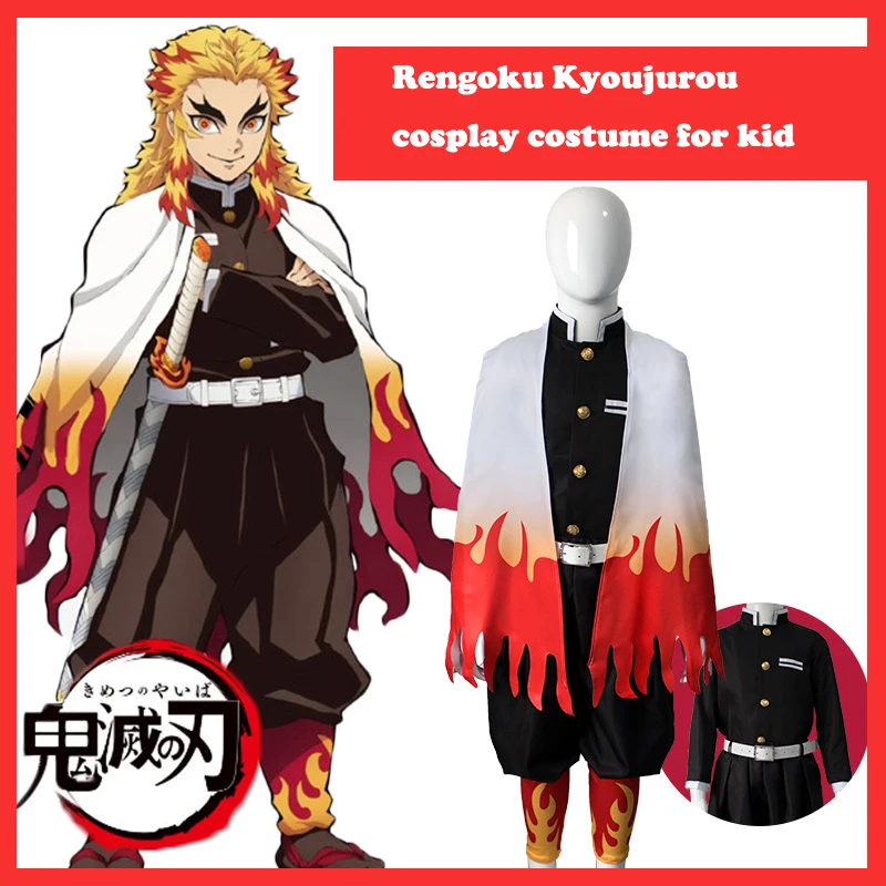 

Cosplay Anime Demon Slayer Kid Costume Rengoku Kyoujurou Cosplay Costumes Kimono Kimetsu no Yaiba Cosplay Wig Carnival Halloween