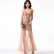 Новое поступление, женское платье 1920 s, винтажное прозрачное Сетчатое платье Гэтсби, шикарный сексуальный длинный костюм, большие размеры, розовый