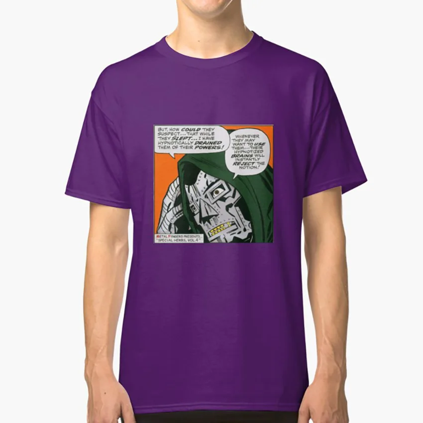 Фиолетовый MF DOOM- Metal Fingerz vol.4 T shirt mf doom doom madlib hip hop j dilla quasimoto real hip hop jay dee earl sweatshirt - Цвет: Фиолетовый