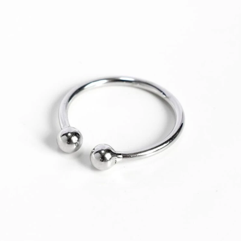 

925 Sterling Silver Simple Trendy Glossy Spherical Ball Mini Opening Size Adjustable Mini Ring Mini Ring Hand Jewelry