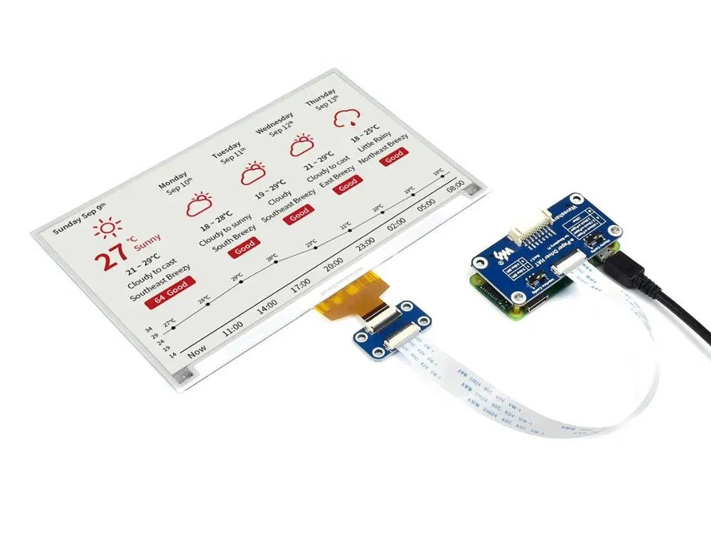 Дисплей E Ink Waveshare 880*528 7 5 дюйма для Raspberry Pi красный/черный/белый три