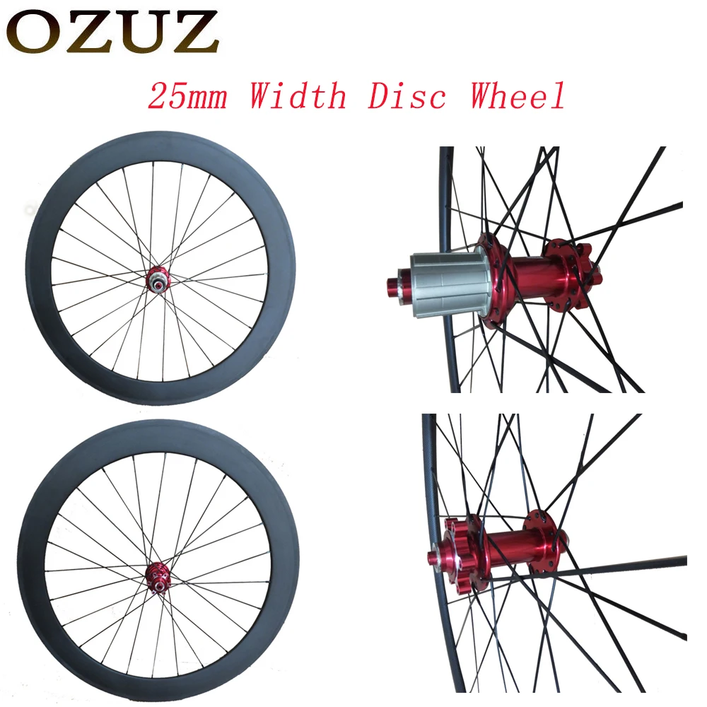 

OZUZ Carbon Disc Wheel 38 50mm Deep Red D791SB/D792SB 3k Matte Glossy Clincher 700c 25mm Width Bike Road Disc Brake Carbon Wheel