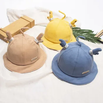 

Baby Bucket Hat Spring and Autumn Cute Antlers Bucket Hat Korean-style Infant Infants Boys and Girls Hat Autumn and Winter