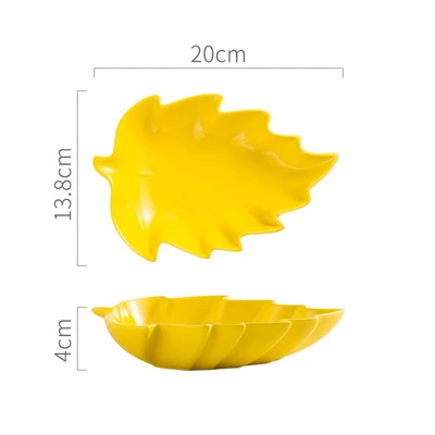Creative Leaf Shape Ceramic Fruit Plate Salad Steak Dinner Plate Snack Cake Dessert Dishes and Plates Home Decorative Tableware - Цвет: Цвет: желтый