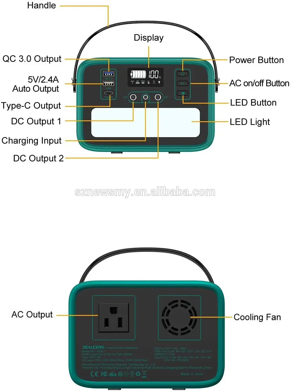 portable power bank 100800mAh 310W Solar Generator Portable Power Station with 220V 110V Output AC outlet,DC