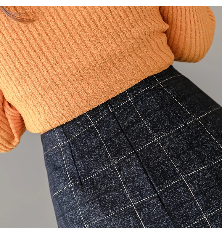 Корейский стиль преппи Высокая талия шерстяные рубашки женские модные осенне-зимние клетчатые плиссированные мини юбки Повседневные женские юбки