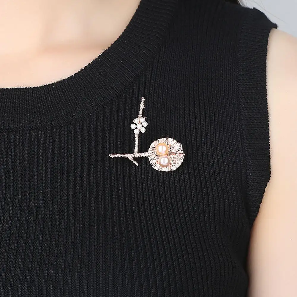 

SANYU 925 Sterling Silver Beautiful Plants Natural Pearl Brooches for Women Fashion Bohemian Pins Brooch Workplace Jewelry Gift