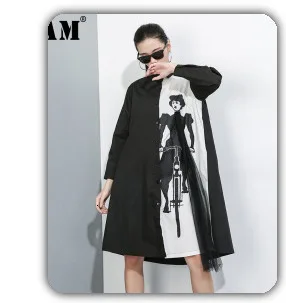 [EAM] Women Black Bow Split Joint Buckle Temperament Dress New Sleeveless Loose Fit Fashion Tide Spring Autumn 2020 1Z663