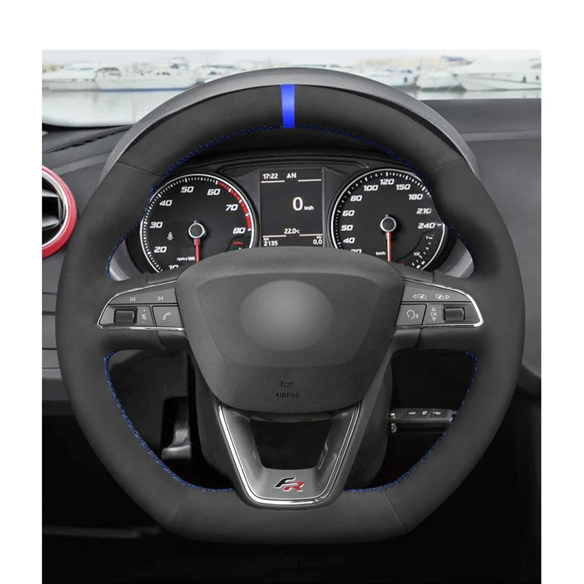 Черные замшевые чехлы на руль MEWANT для Seat Leon Cupra R 2013 2019 ST Ateca FR 2016 2019|Чехлы руль| |