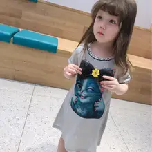 Платья для девочек; детское платье для девочек; коллекция года; летнее Хлопковое платье принцессы с бантом и рисунком кота для маленьких девочек; детское платье;