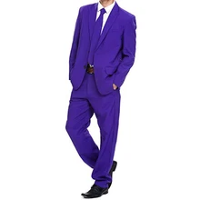 Мужские вечерние костюмы фиолетового цвета с двумя пуговицами, однотонный костюм для отдыха, праздничный костюм из двух предметов, пиджак с галстуком и брюки
