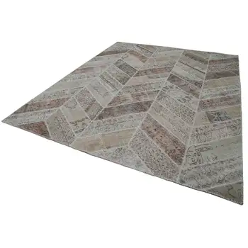 

248x312 Cm Beige Handmade Modern Patchwork Rug-8x10 Ft