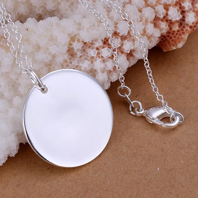 Unisex Boys Girls Round Tag Silver Plated Pendant Jewelry Simple Hot nickel lead free silver plated pendant | Украшения и