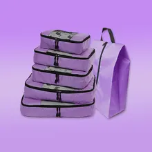 QIUYIN упаковочные кубики 5-шт органайзер для путешествий аксессуары с обувной сумкой(серый)(красный)(зеленый)(фиолетовый)(черный)(синий