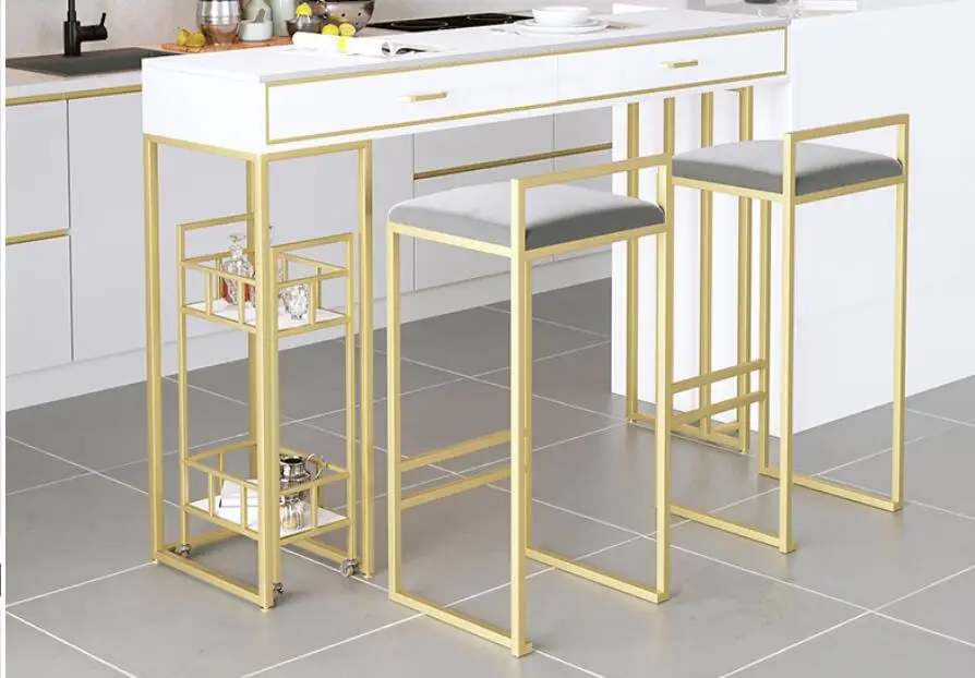 Rock plate bar table drawer household modern kitchen high foot side table integrated wall living room small bar