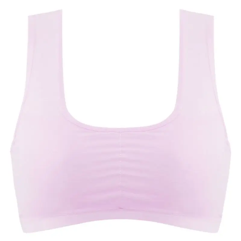 Girls Sports Wireless Underwear Thin Cup Solid Color Ribbed Knit Cotton Bra Wide Strap Seamless Bralette 8-16T