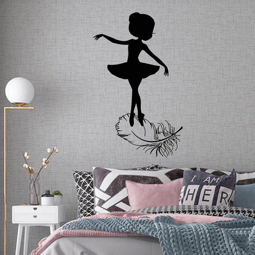 Adesivo murale bambina Ballerina Silhouette balletto Studio sala da ballo  decorazioni per interni uccello piuma arte adesivi per finestre in vinile|Adesivi  murali| - AliExpress