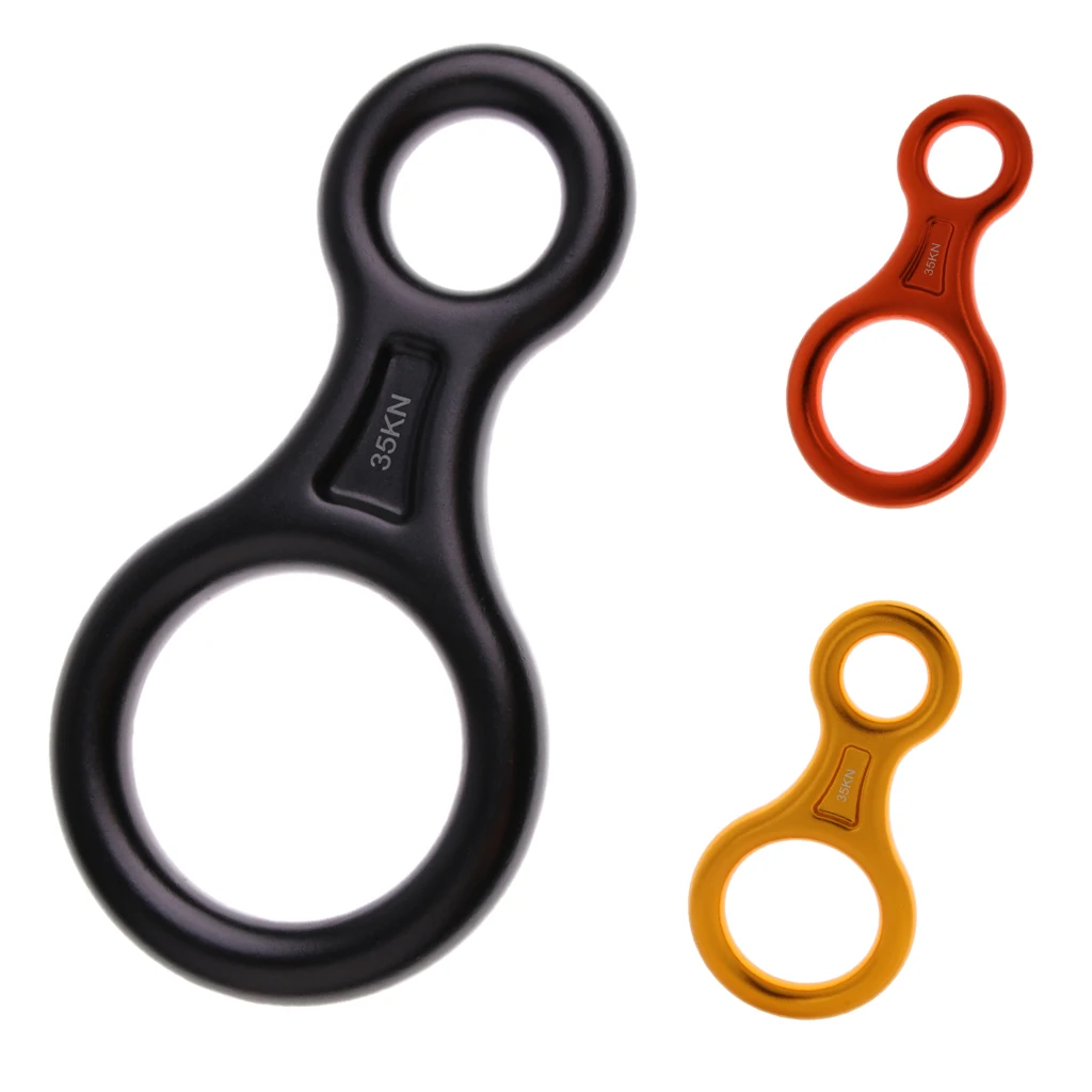 Heavy Duty Aluminum Alloy 35KN Figure 8 Shape Rock Climbing Descender Abseiling Rappelling Ring Belay Device