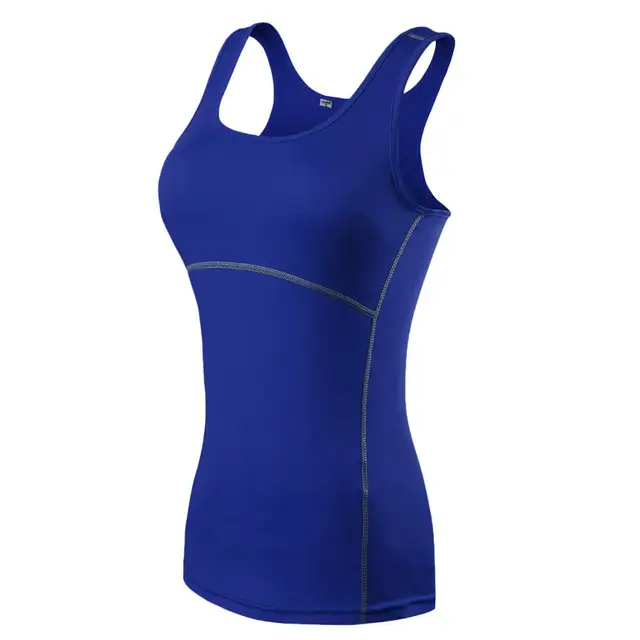 Breathable Women Tank Top Summer Sexy Sports Fitness Workout Tops Gym Sleeveless T Shirts Sporting Quick Drying Loose Vest blue