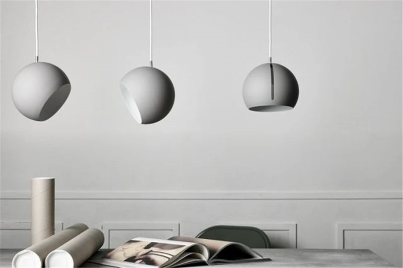 Luminária de Iluminação Estudo em Casa Hemisfério Rotativo Nórdico Luzes Pingente Moderno Restaurante Pendurado Led Quarto Preto 4 Luzes de pendentes