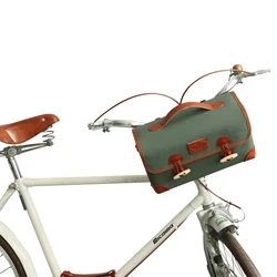 Tourbon-Bolsa de manillar frontal de bicicleta Retro, bolso de lona plegable para asiento trasero para bicicleta, bolsa de hombro multiusos