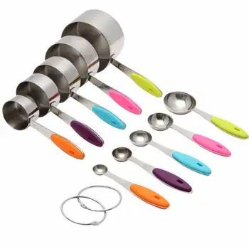 

10Pcs Stainless steel Measuring Cup And Spoon Sets With Silicone Handles For Black And Colorful Color