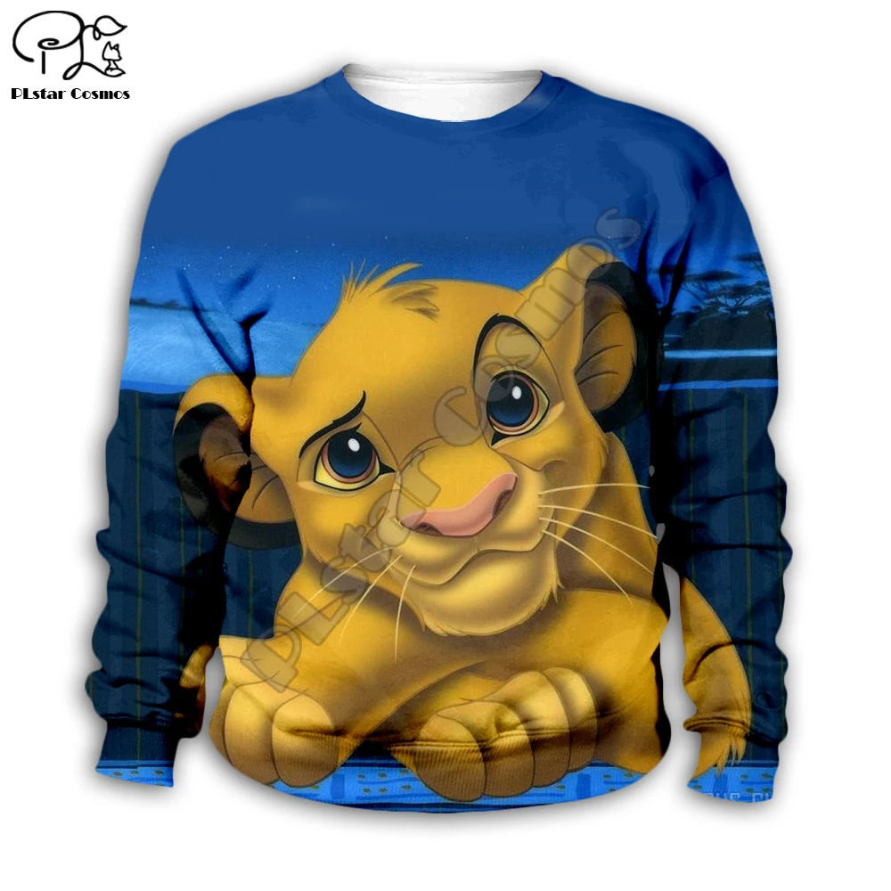 Толстовка с капюшоном с изображением Simba галактики и Льва, детские толстовки на молнии с 3d принтом топ с длинными рукавами для мальчиков и девочек, штаны, Прямая поставка