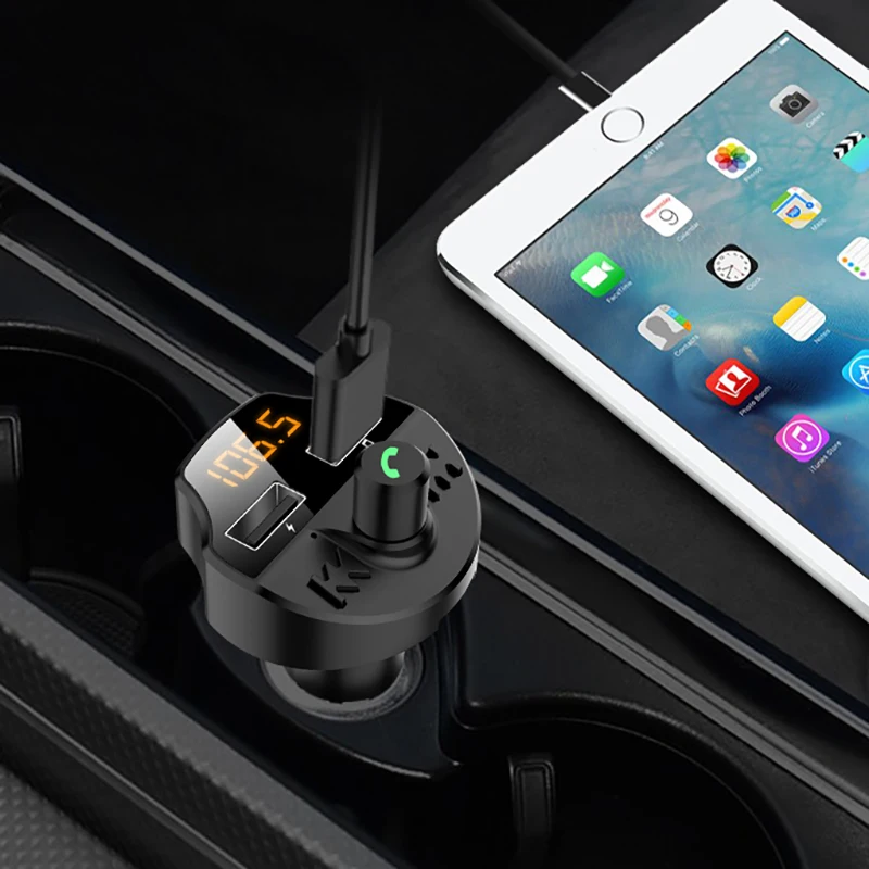 Автомобильный FM MP3-плеер Bluetooth 5,0 с отключением памяти T66 двойной зарядное устройство USB для 12-24 В Автомобильная поддержка шумоподавление TF карта