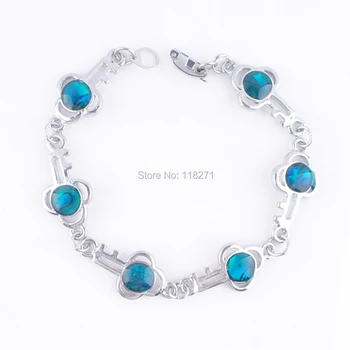 

WOJIAER Free Shipping New Zealand Abalone Shell Gem Stone Beads Key Bracelet 7 Inches Charm Fashion Jewelry PK1767