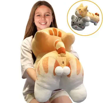 

1pc Cat Plush Pillow Kitten Stuffed Animal Body Pet Pillow, Very Soft Large Kitten Hugging Sleeping Pillow Home Sofa Decor Gifts