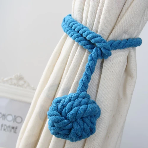 Cotton Rope Braided Curtain Tieback Tassel Cotton Rope Tie Backs with Balls American Pastoral Style 1 Piece - Цвет: 14