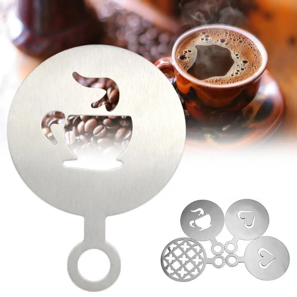 

New 1pc Stainless Steel Coffee Latte Cappuccino Barista Stencils Cake Printing Tools Coffee Mold DIY Duster Art Templates C C7H5