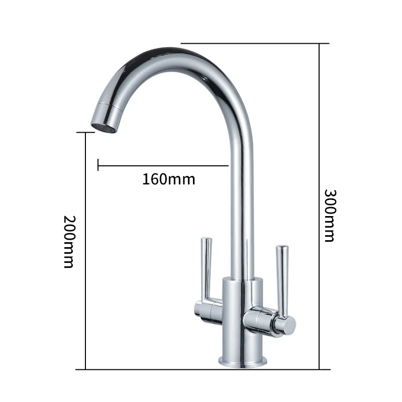 Кухонный кран с двойной ручкой Раковина Водопроводный медный Быстрое открытие холодной горячей воды кран-смеситель на бортике кран для раковины в ванной