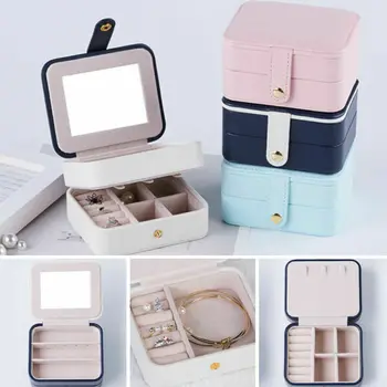 

2020 HOT Portable Womens Jewelry Box Storage Organizer Girls Travel 2-Layer Rectangle Earrings Ring Necklace Carrying Case Gift